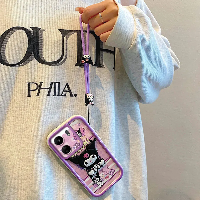 For Xiaomi Poco C65 C61 C55 C51 C50 C31 C3 M6 Plus M5s M3 Pro X6 Cartoon Kuromi Pochacco Toy Phone Case Hand Strap Cover