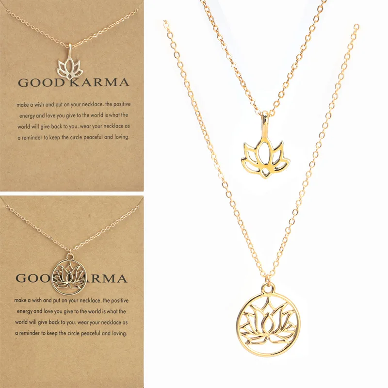 2023 Trend Hollowed-out Lotus Necklace Simple Card Lotus Pendant Versatile Clavicle Chain gift Hot Sale