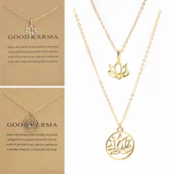 Trend Hollowed-out Lotus Necklace Simple Card Lotus Pendant Versatile Clavicle Chain gift Hot Sale