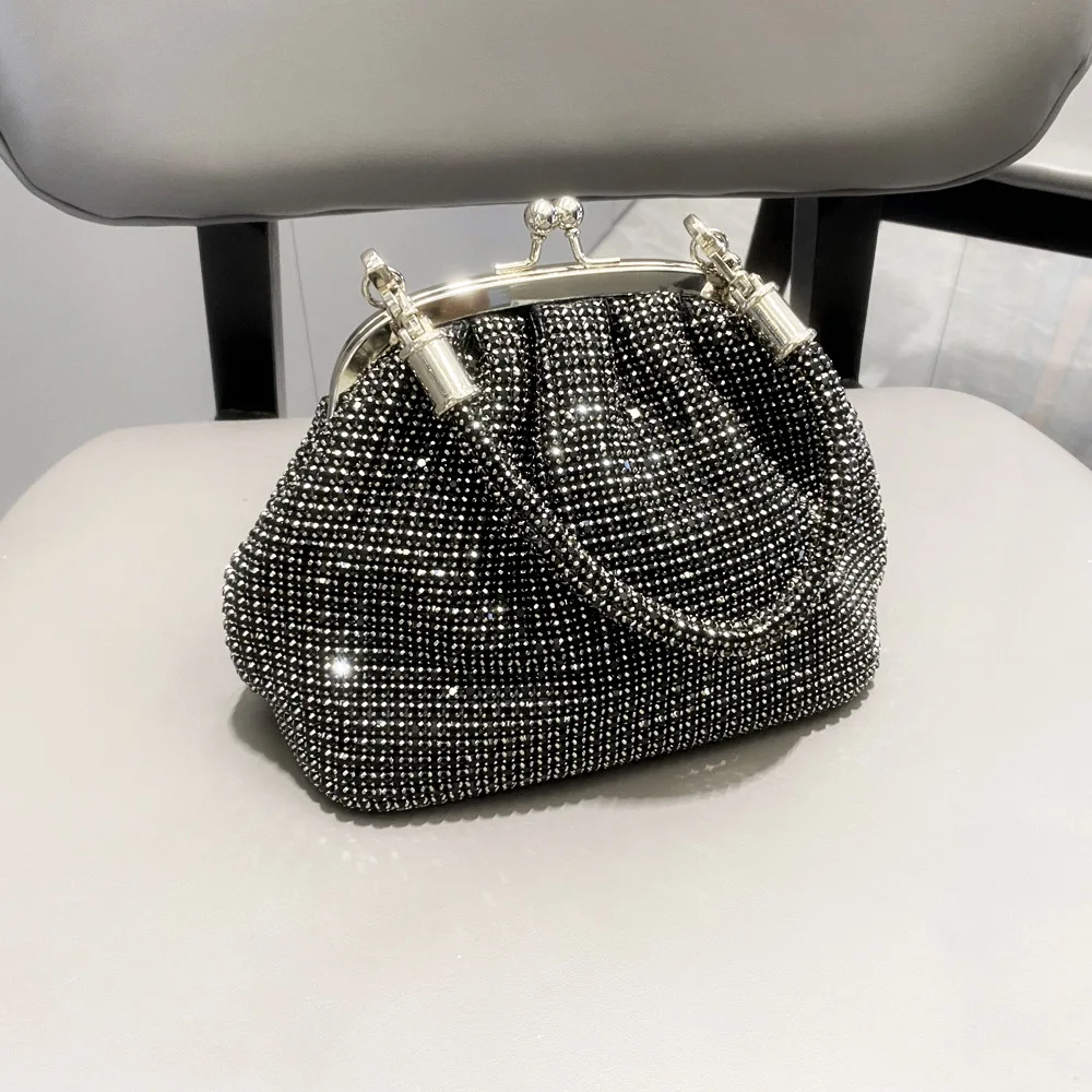 Bolso de noche con asa de diamantes de imitación, monederos y bolsos de diseñador de lujo, cristal brillante, bolso de mano nupcial, bolso de cubo, bolsos de hombro