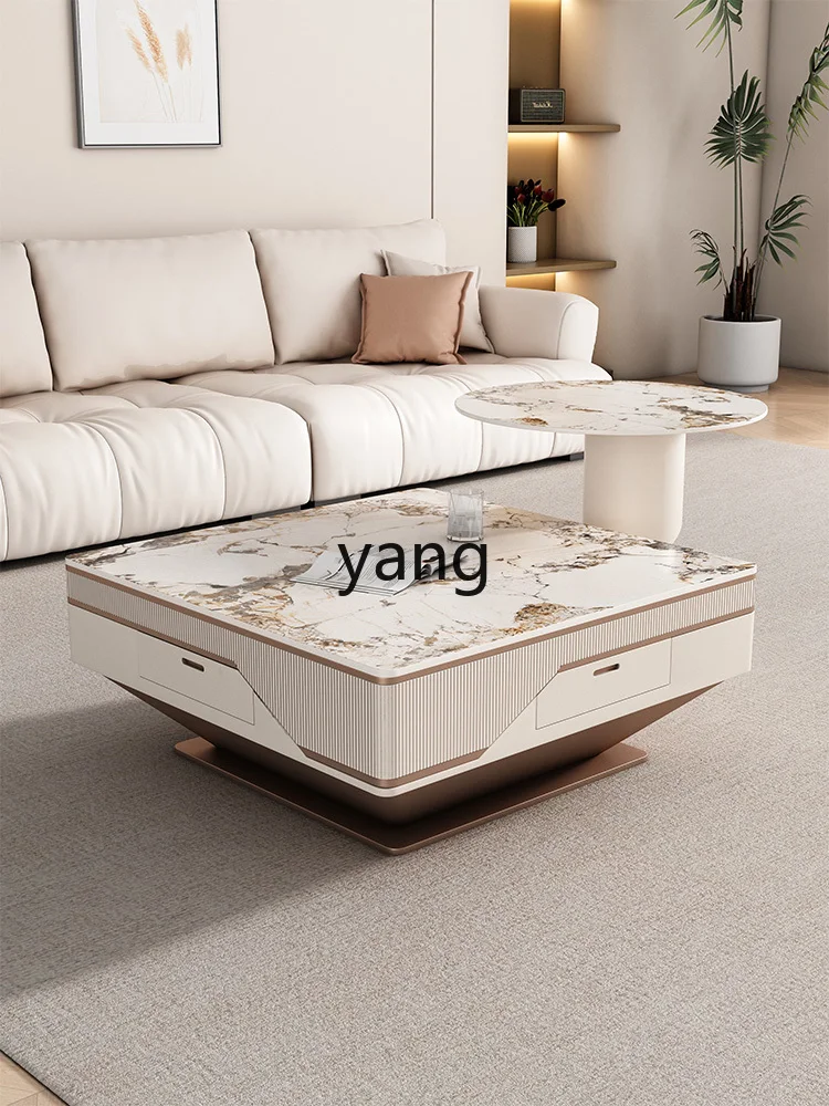 Yjq Modern Automatic Lifting Tea Table Dining Table Integrated Small Apartment Coffee Table Mahjong All-in-One Machine