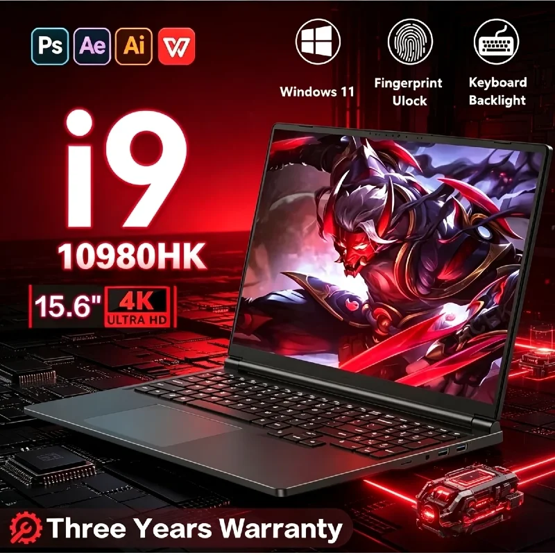 15.6inch Gaming Laptop intel Core i9 10980HK Notebook PC Gamer 16GB DDR4 1TB SSD IPS 1920*1080 Fingerprint Computer