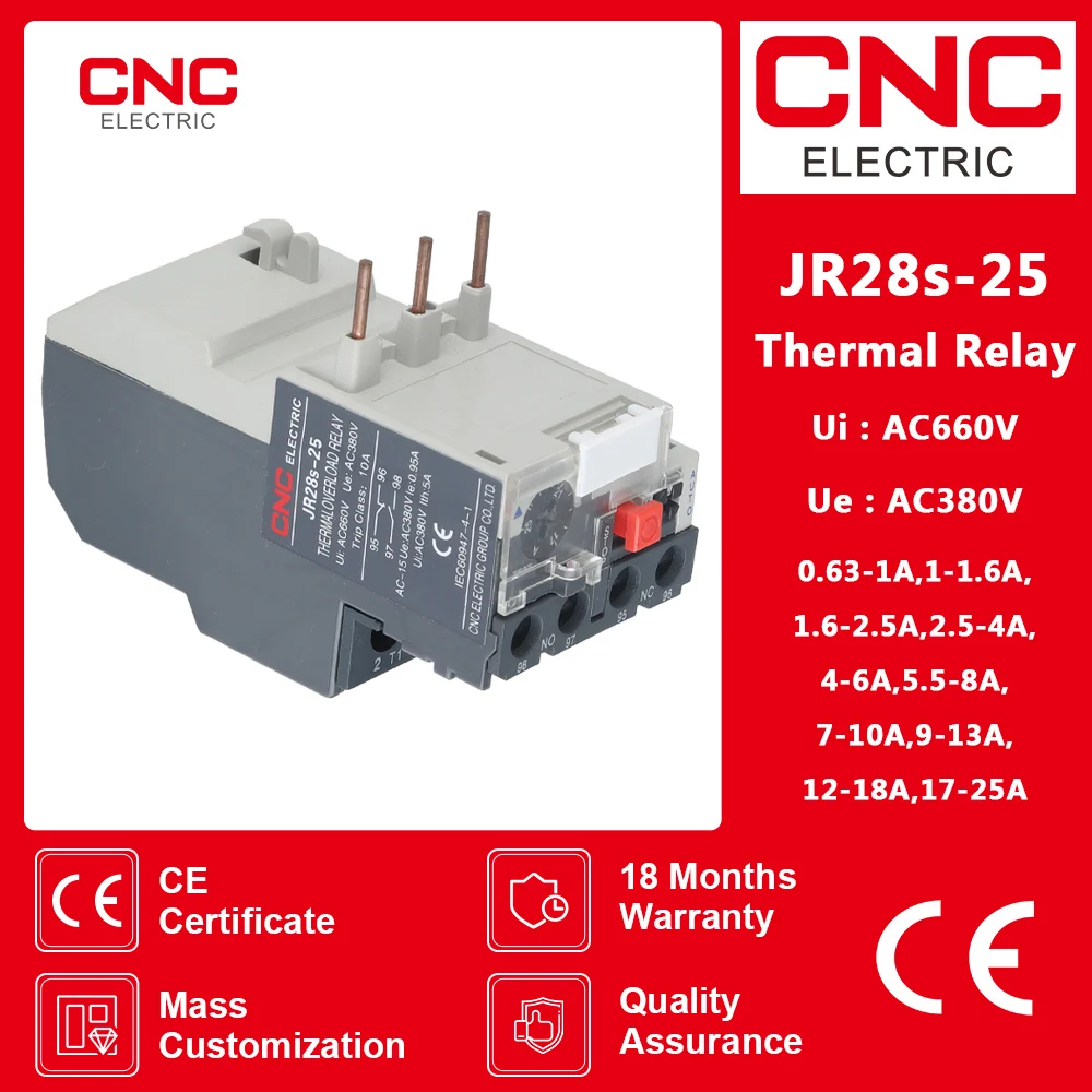 

CNC Thermal Relay 50/60Hz 1.6A 2.5A 4A 6A 8A 10A 13A 18A 25A Adjustable Thermal Overload Relay