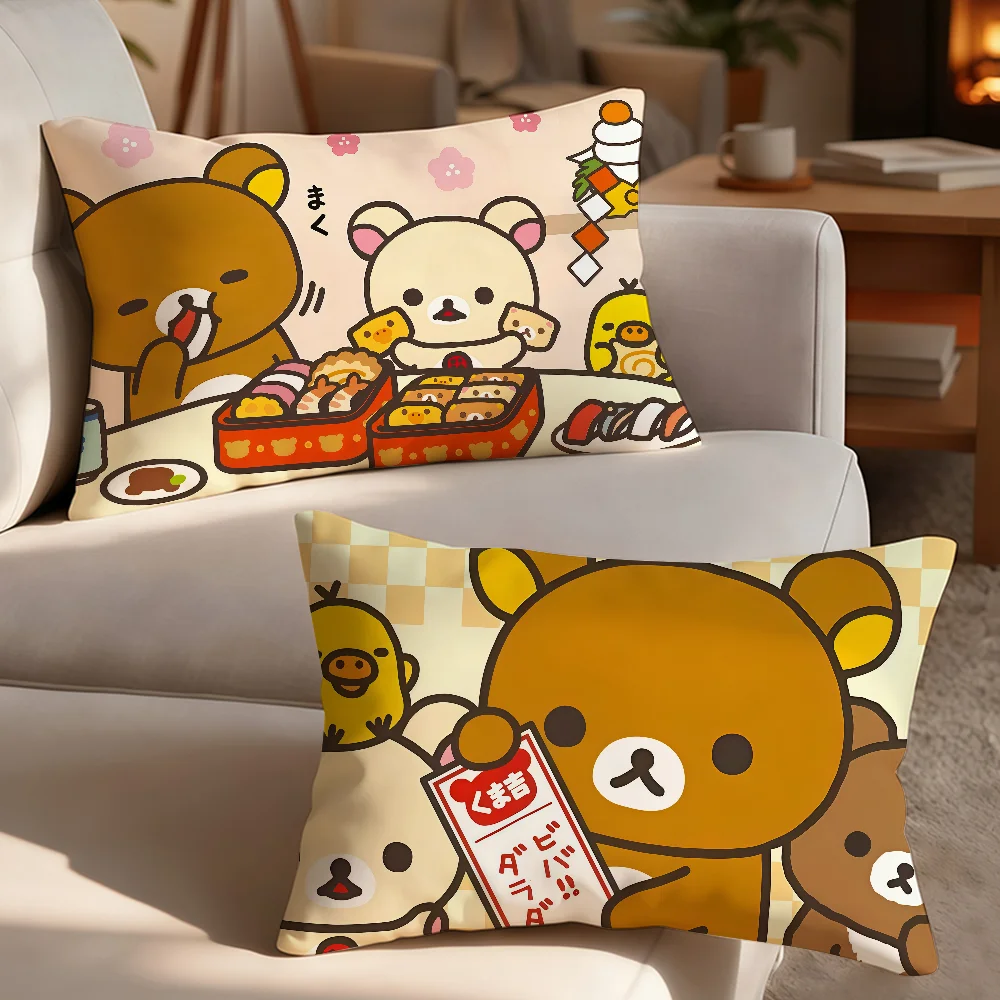 

Cartoon R-RilakK-kuma Pillow Case Cover Suitable For Sofa Bedroom Car Cushion Chair Back Cushion