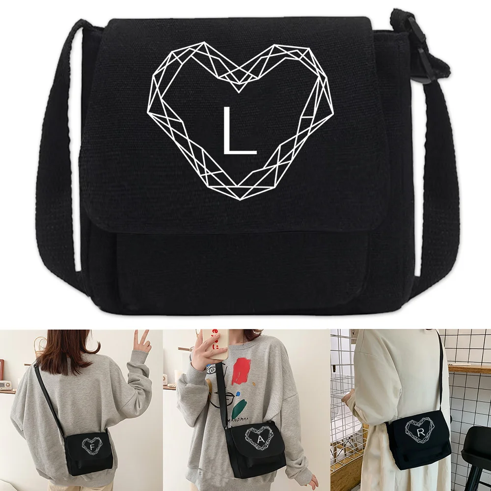 Crossbody Bag Canvas Shoulder Packet Youth Casual Version Postman Case Women Travel Messenger Bags Diamond Letter Print Handbag