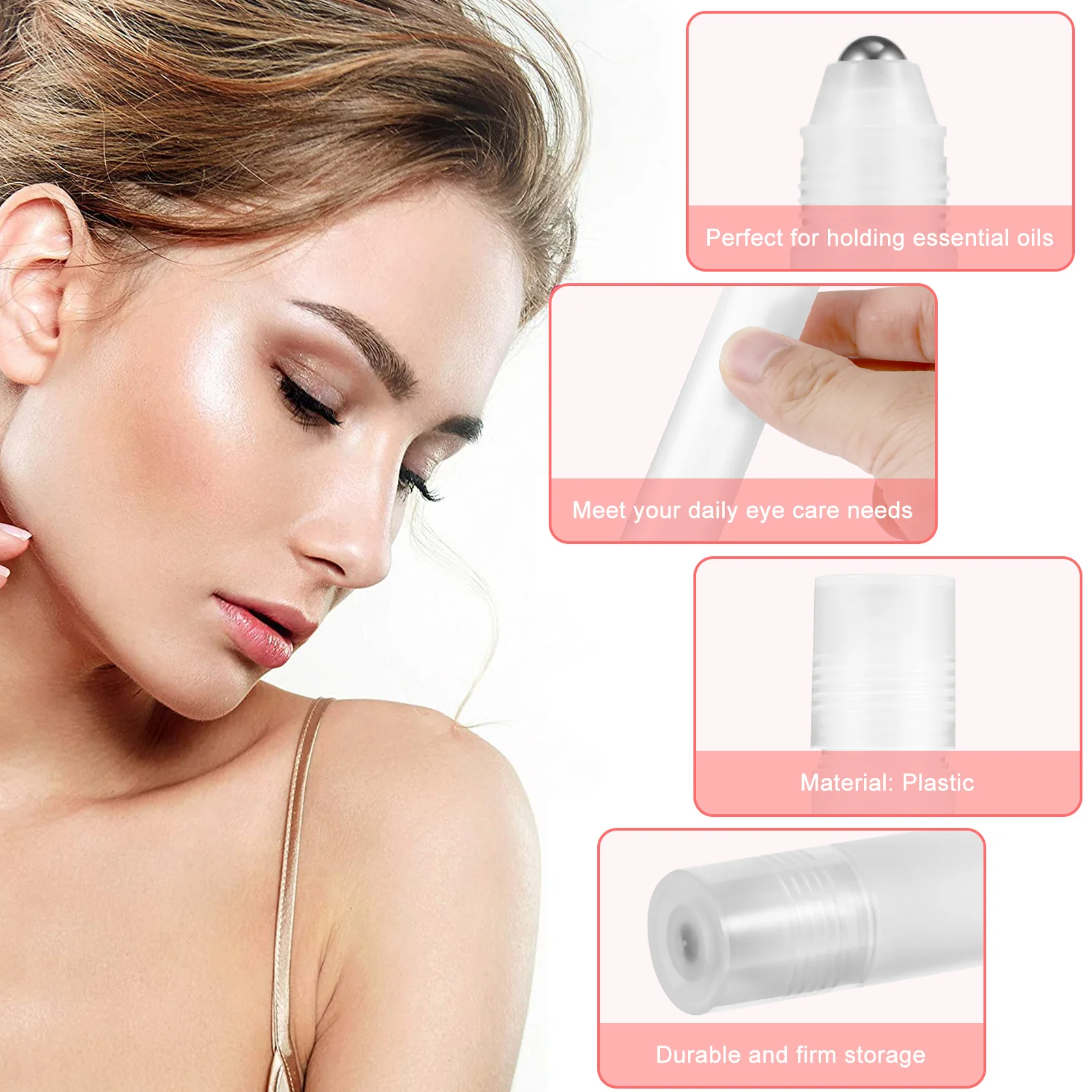 

10Pcs 20Ml Roll-on Glass Bottles Reusable Dispensers for Perfume Essential Oil Lotion Travel-Sized Storage