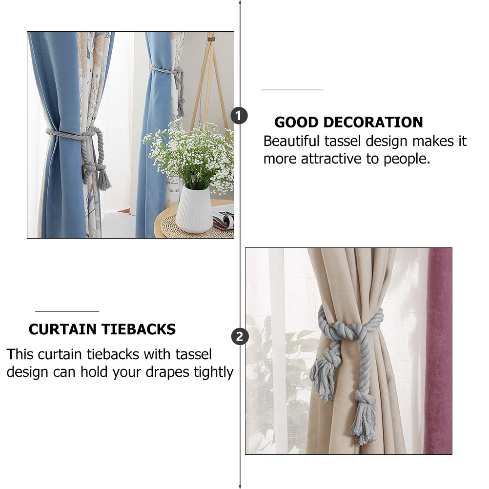 4 قطع من أربطة الستائر بتصميم شرابة من القطن الفاخر يحمل الستائر بإحكام ملحقات النافذة المزخرفة لغرفة المعيشة وغرفة النوم #5