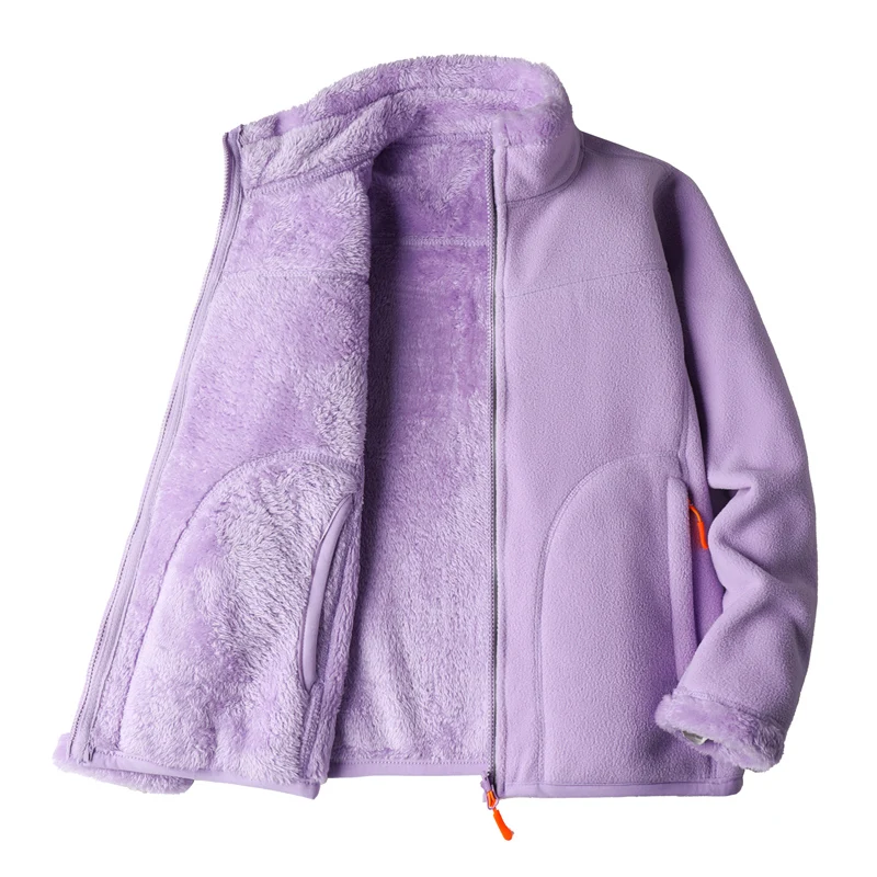 New Women\'s Fleece Coat Winter Warm Thicken Jacket Two-Sided Wear Double-Sided Velvet Coral Fleece Coats Polar Fleece Jackets