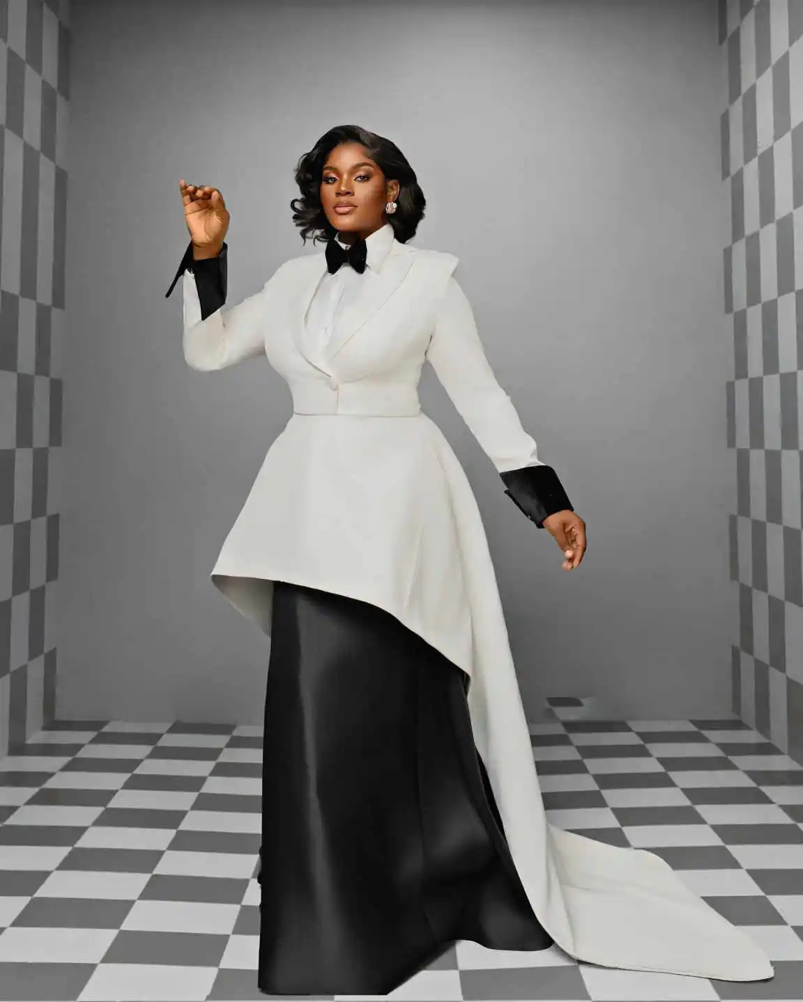 فستان حفلة عتيق بطول الأرض مكون من قطعتين سترة أنيقة بأكمام كاملة + تنورة مخصصة مقاس كبير فستان حفلات الجيب