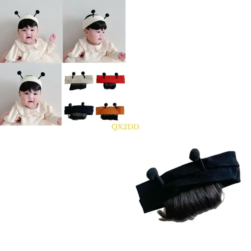 

QX2D Baby Hairpiece Bangs Hairband for Newborns Cosplay Antennae Hair Accessories