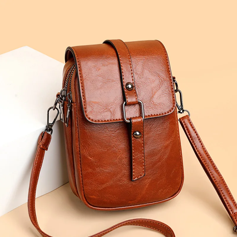 New PU Soft Leather Crossbody Bag for Women Simple and Fashionable Shoulder Bag Casual Lightweight Small Square Handbag