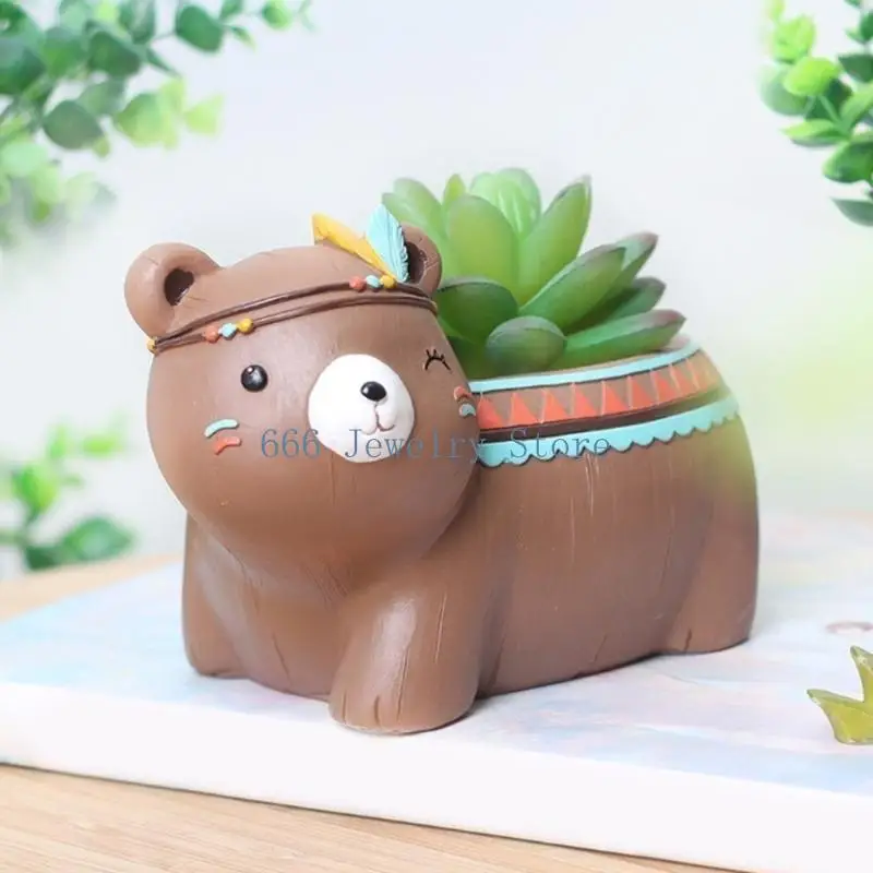 

F2TD сочные плантаторы силиконовые формы медведь цветочные горшки форма из эпоксидной смолы для DIY подсвечник ручка держатель