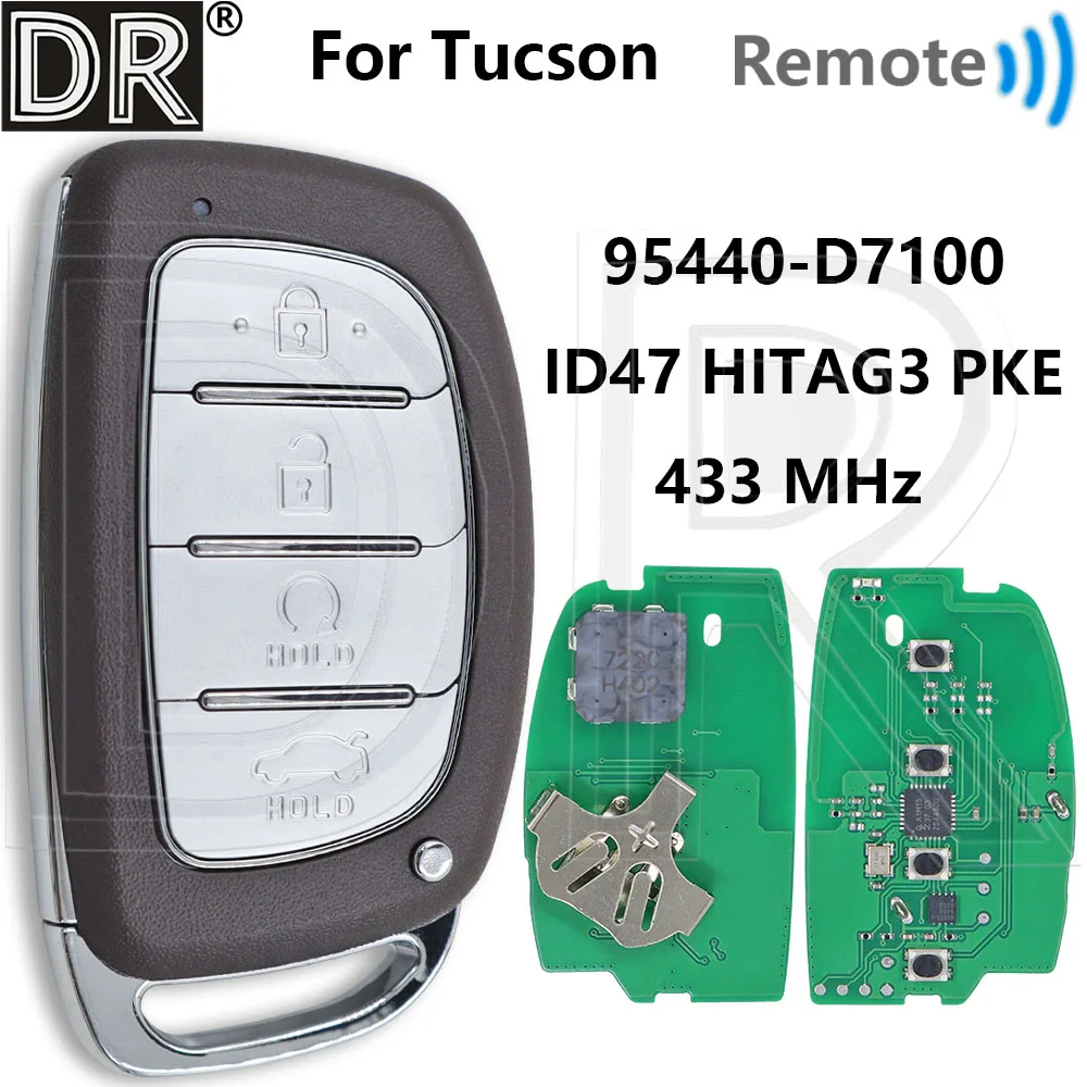 

Отличный 95440-D7100 ID47 HITAG3 PKE чип 433 МГц бесконтактный умный автомобильный ключ дистанционного управления для Hyundai Tucson 2019 2020 без логотипа