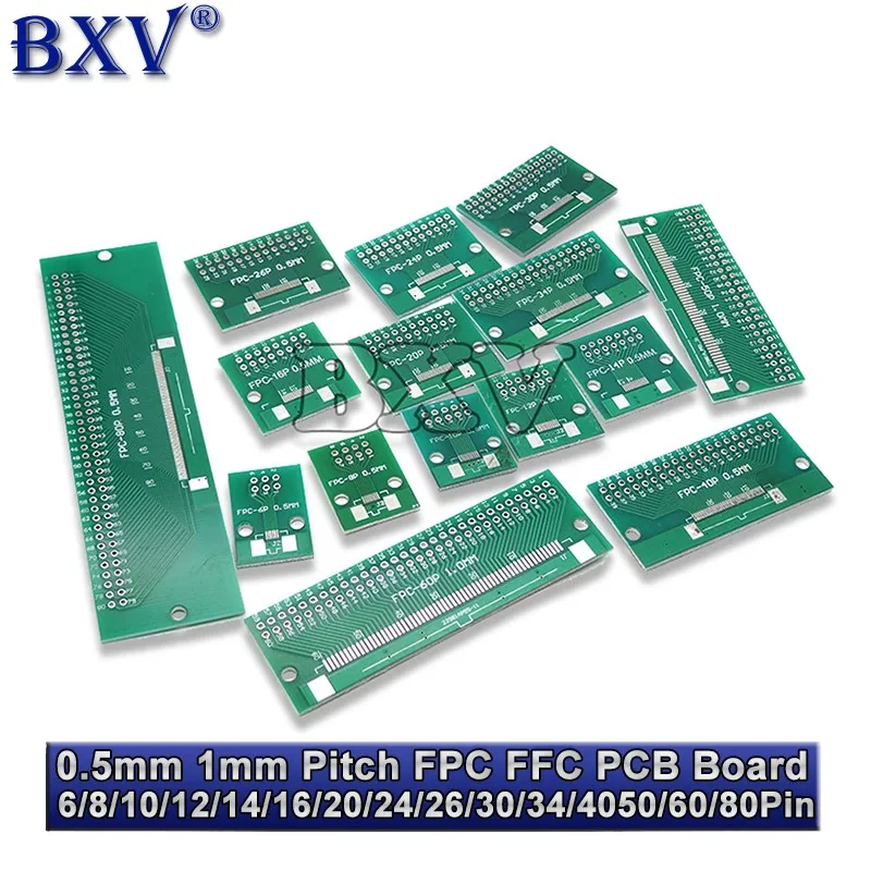 5PCS FPC FFC 0.5mm 1mm Pitch  PCB Board 6 8 10 12 20 40 50 Pin To DIP 2.54mm Connector  Double Side Adapter Socket Plate DIY KIT