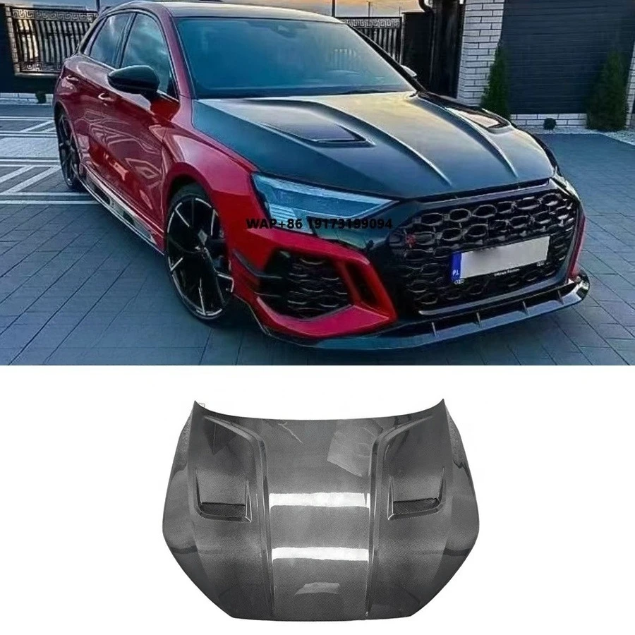

2021+ Audi-A3 S3 Carbon Fiber A3 Front Engine Hood Bonnet with Front Air Intakes Cover Car Bodykit New Condition Included Screws