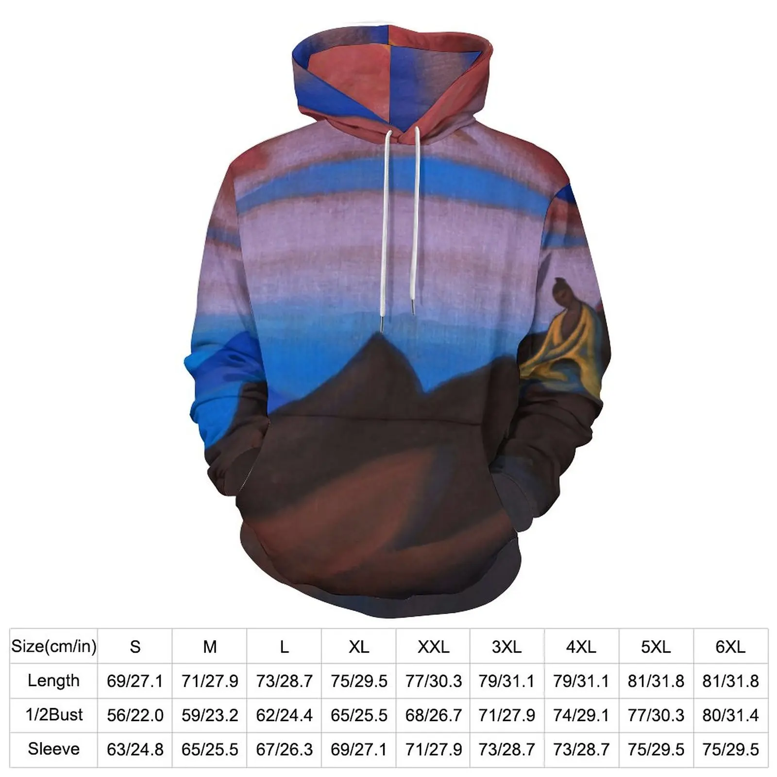 Mountain Print Hoodies Long-Sleeve Nicholas Roerich Casual Pullover Hoodie Winter Street Fashion Oversize Hooded Sweatshirts