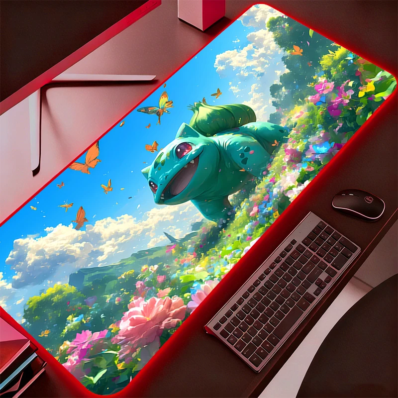 

RGB Pokemon Pikachu Mouse Pad Large Gamer Xxl Desk Mat Computer Keyboard LED Gaming Accessories Carpet Backlight Mousepad