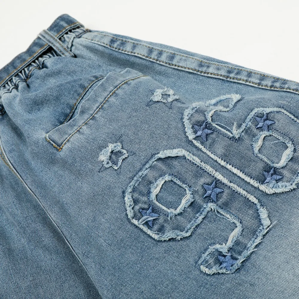 Elastische Taille Grunge Bright Line Washed Bleached Aesthetic Oversize Goth Jeans Hosen Hosen für Frauen Grils Streetwear Winter