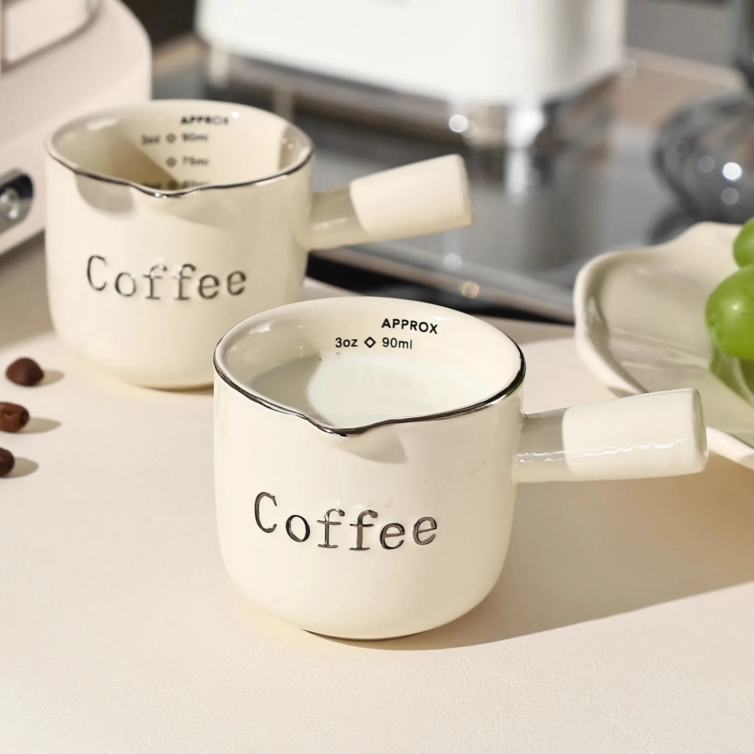 90ML Ceramics Coffee Cup With Handle Household Small Counting Cup Milk Coffe Tea Mug Espresso Cups Coffeeware Teaware