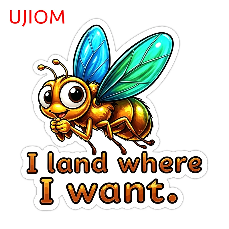 UJIOM Bee I Land Where I Want Wall Sticker Climatiseur Maison Refrigerator Customizable Decal Amusing Game Room Decoration