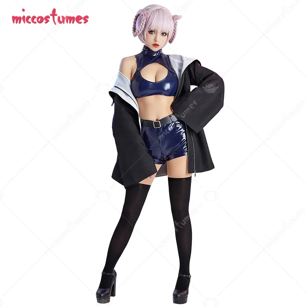 Women's Nazuna Cosplay Costume Cutout Crop Top and Shorts with Coat and Socks