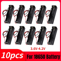 10pcs Plastic DIY Battery Storage Case Clip Holder Container 1 Slot 18650 Battery Storage Box Case 3.6V-4.2V with Wire Lead Pin