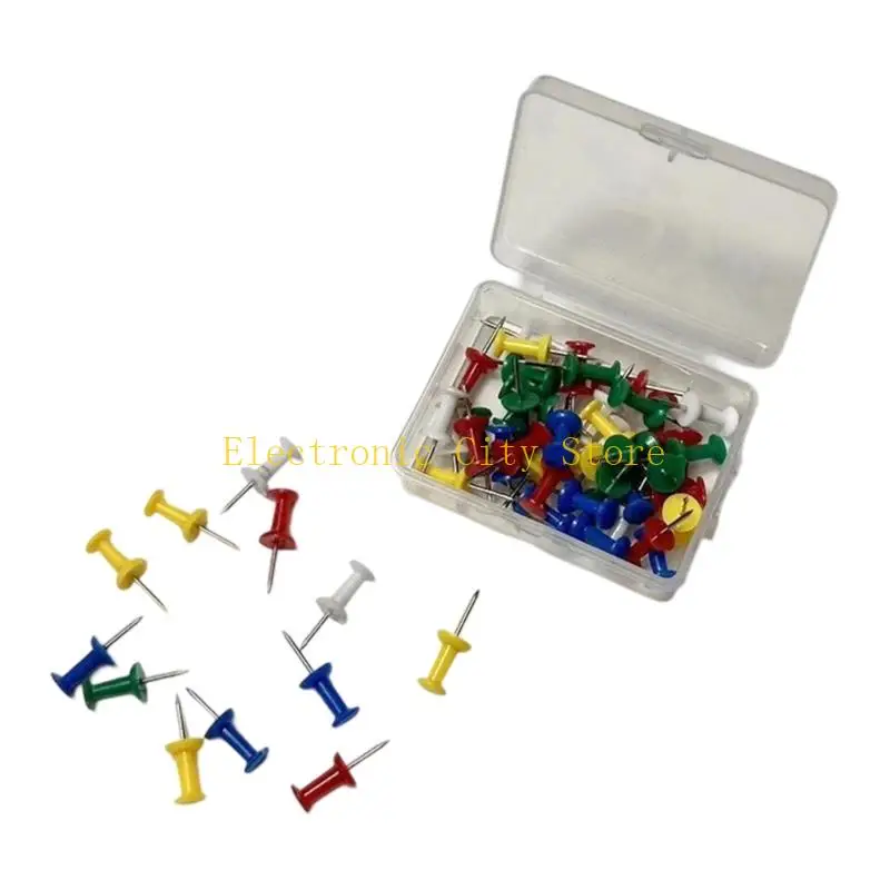 50 PCS coloridos Pins Press Tacks Pushpins Decorative Pushpins Taches oficina Suministros oficina Póster Pins Hu8d