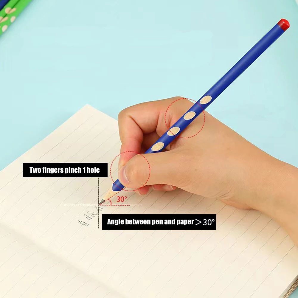 10Pcs Groove Triangle Wooden Pencil HB Graffiti Graphite Pencil Correct Writing Posture Children's Pencils Painting Stationery image 3
