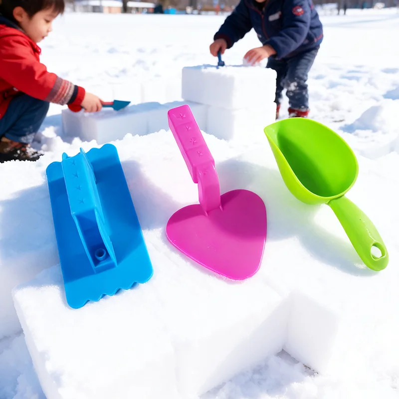 4pcs Snow Sand Construction Toy Set Sand Brick Maker Mold Shovel Kids Outdoor Beach Snowball Building Play Toy Birthday Gifts view 3