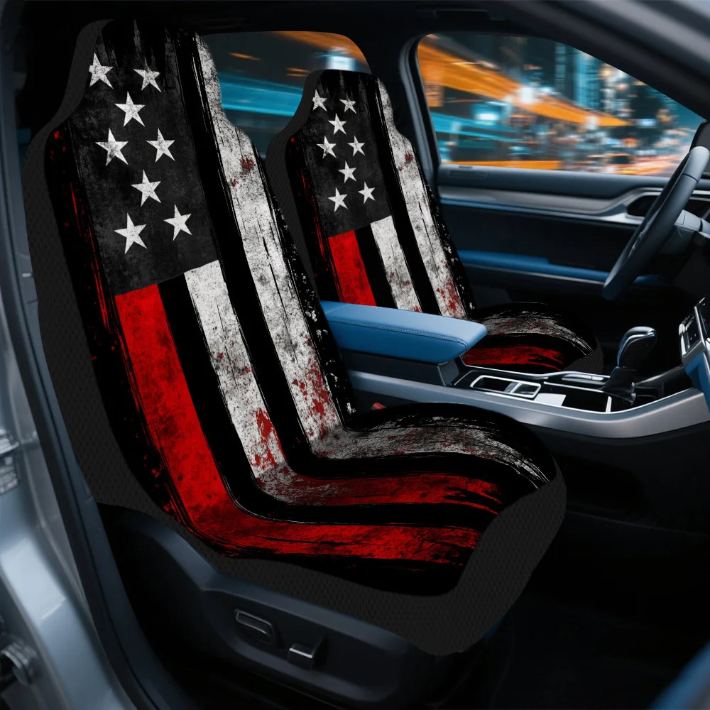 2pcs Horror Fantasy Tattered Flag Themed Car Seat Cover Set – Fit, High-Quality Full Set Of Car Seat Protectors, Durable And St