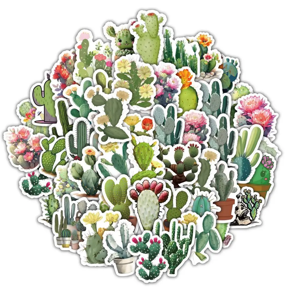 60 قطعة/المجموعة الكرتون نبات الصبار الكتابة على الجدران ملصقات جراب هاتف الغيتار الكمبيوتر الأمتعة DIY الديكور ملصق لاصق مقاوم للماء #2