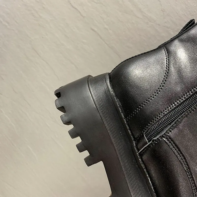 2025 Modische Chunky-Plateau-Motorradstiefel für Damen, Herbst-Winter PU-Leder Kniehohe Stiefel, Punk-Stil mit Dicker Sohle, Lange Botas – Detail 26