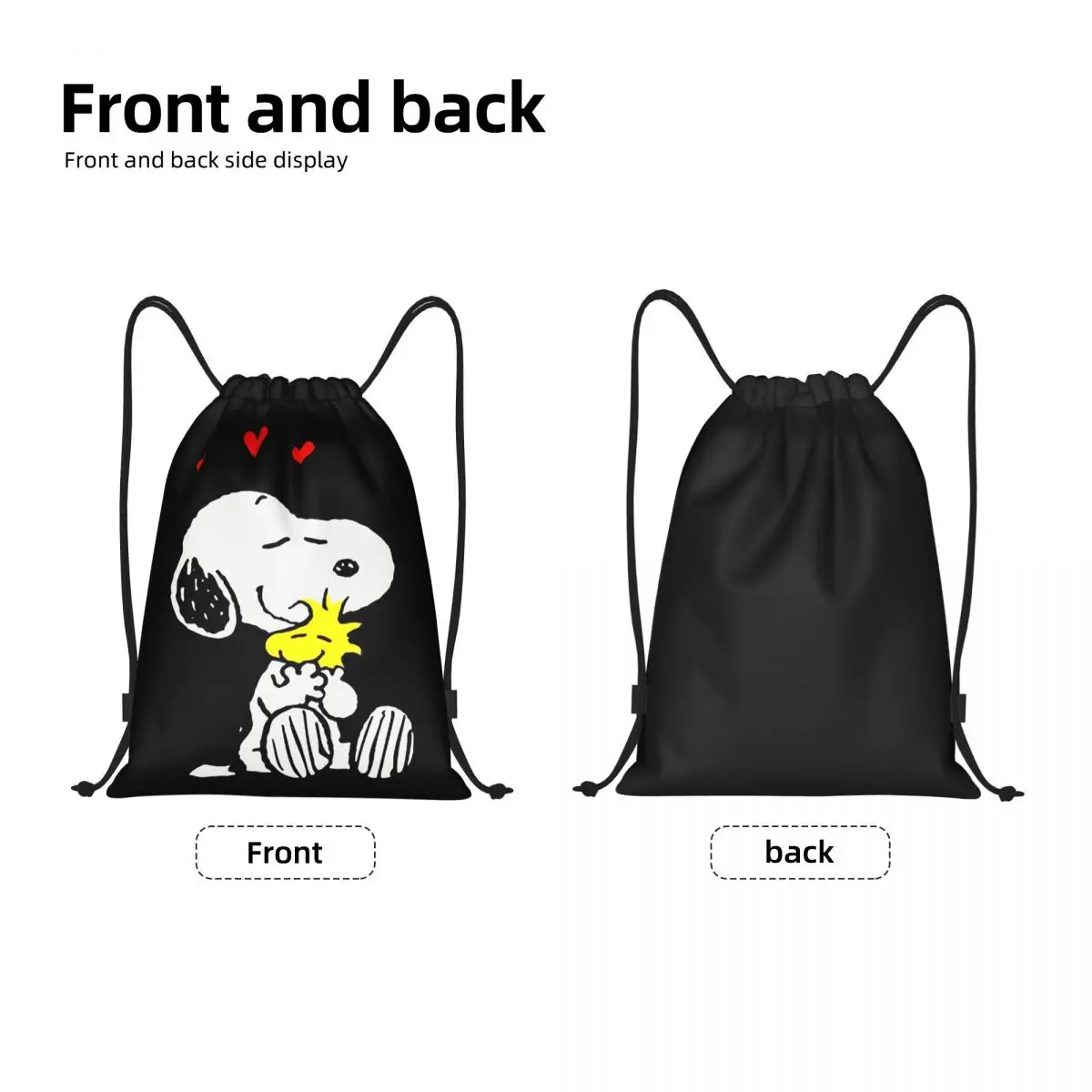 Custom S-Snoopys Woodstock Love Drawstring Bags for Training Yoga Backpacks Women Men Sports Gym Sackpack