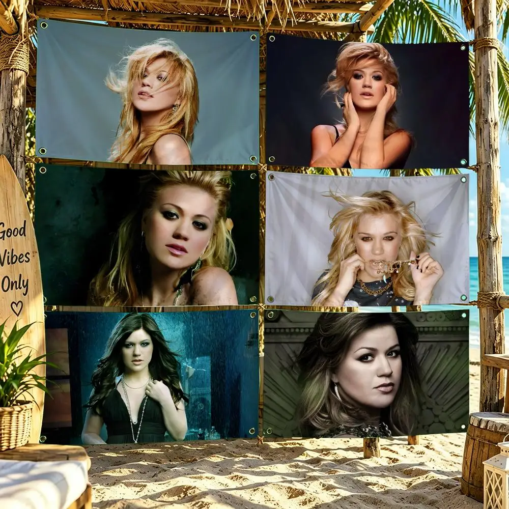 Kelly Clarkson Singer Flags For Outdoor Party Home Living Room Bar Bedroom Decoration Soft Durable Tapestry Skin-friendly