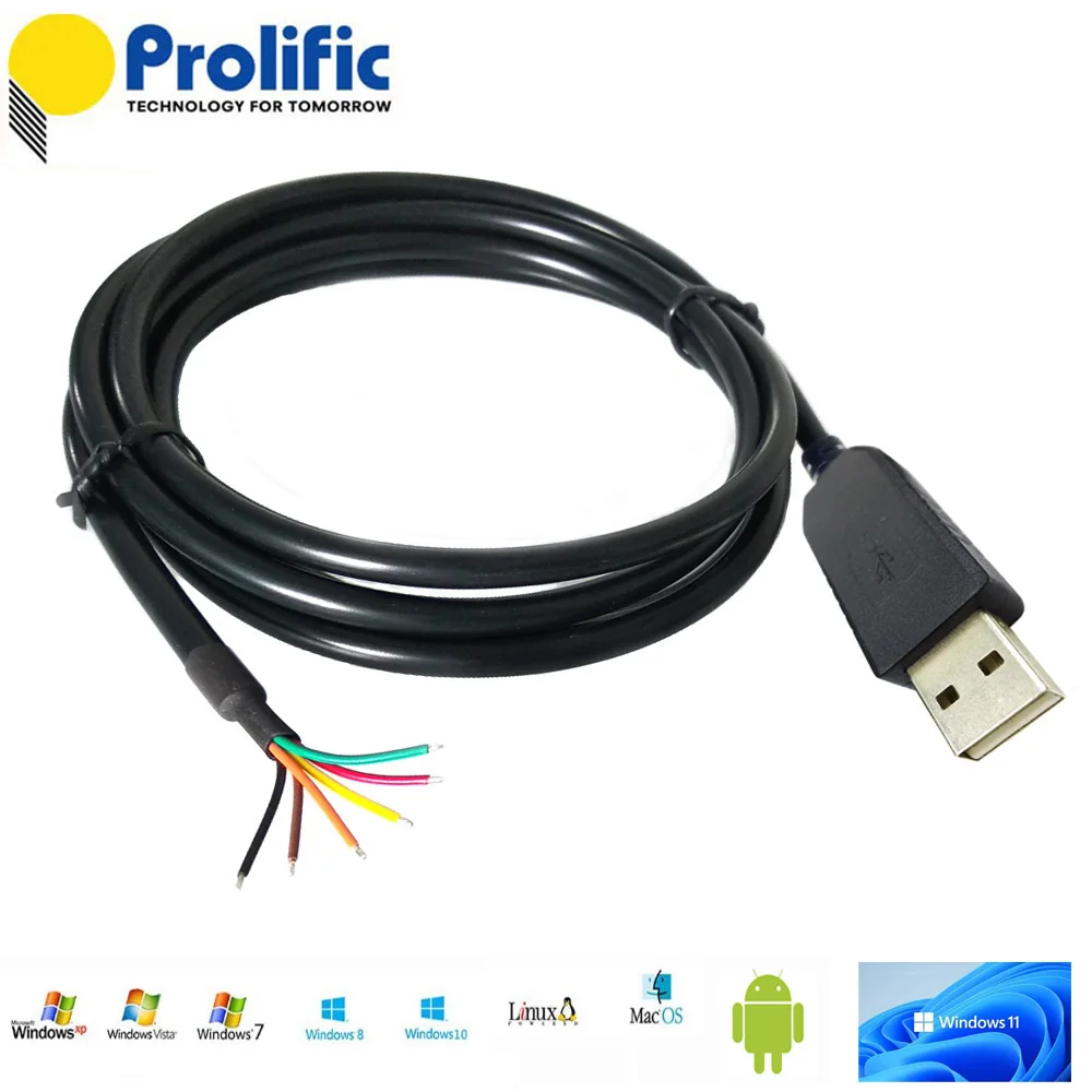 PL2303RA USB to Serial Comm Port COM Wire End PL2303 USB-RS232-WE Cable for PLC Programming CPU Flash MCU Console