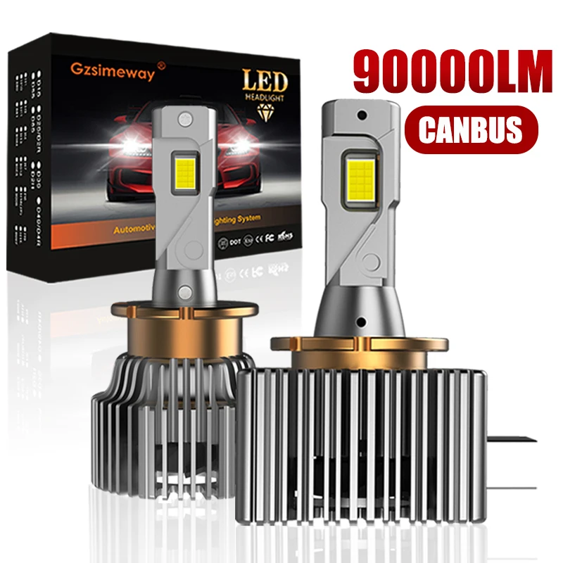 

2PCS 90000LM Auto Lamp D1S D3S LED Headlight HID Canbus D2S D2R D4S D5S D8S D1R D3R Turbo LED Car Light 6000K Bulbs Plug&Play