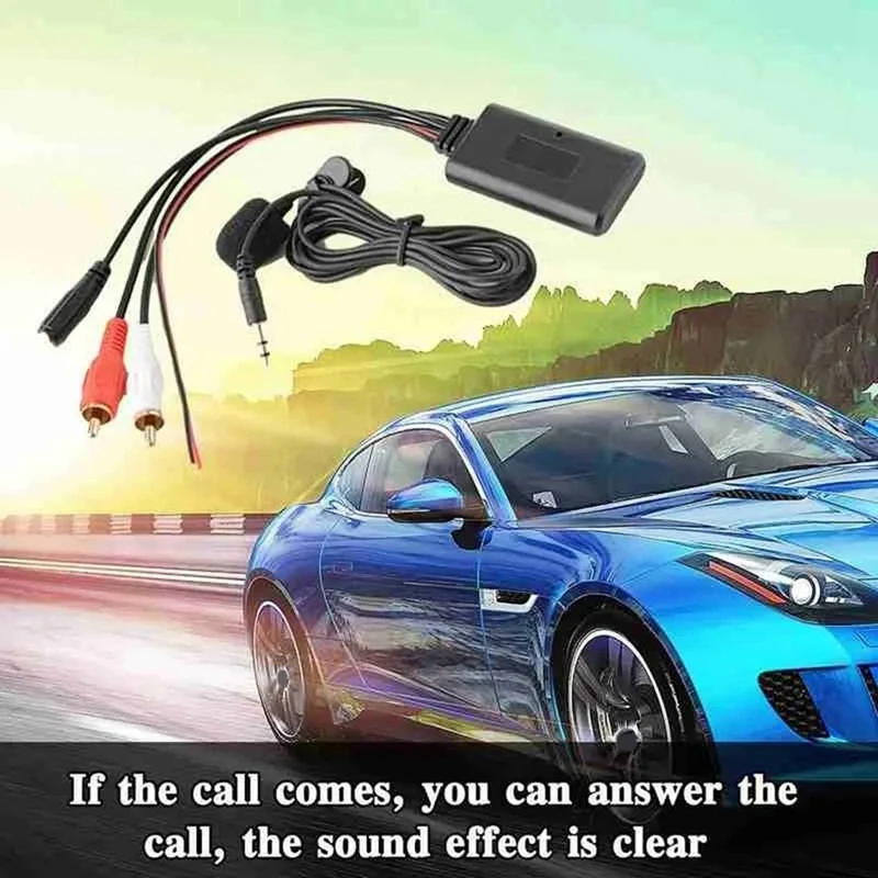 Universal Car Bluetooth 2RCA AUX Adapter Wireless Audio Phone Call Handsfree Microphone 2RCA UX-In Audio Input, Easy To Use