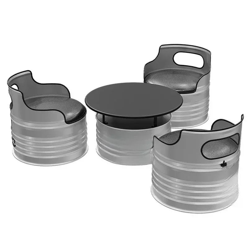 

Industrial style oil bucket sofa, bar, cleaning bar, booth, milk tea shop, office, rest area, wrought iron tea table