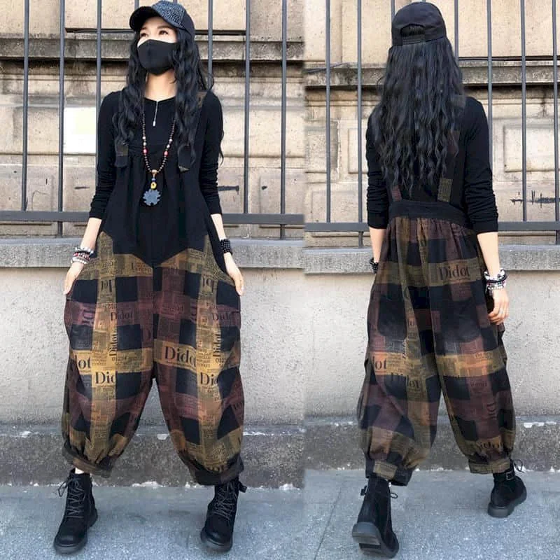 Denim Jumpsuits for Women Oversized Korean Style Harajuku Baggy Pants One Piece Outfit Women Rompers Casual Vintage Playsuits