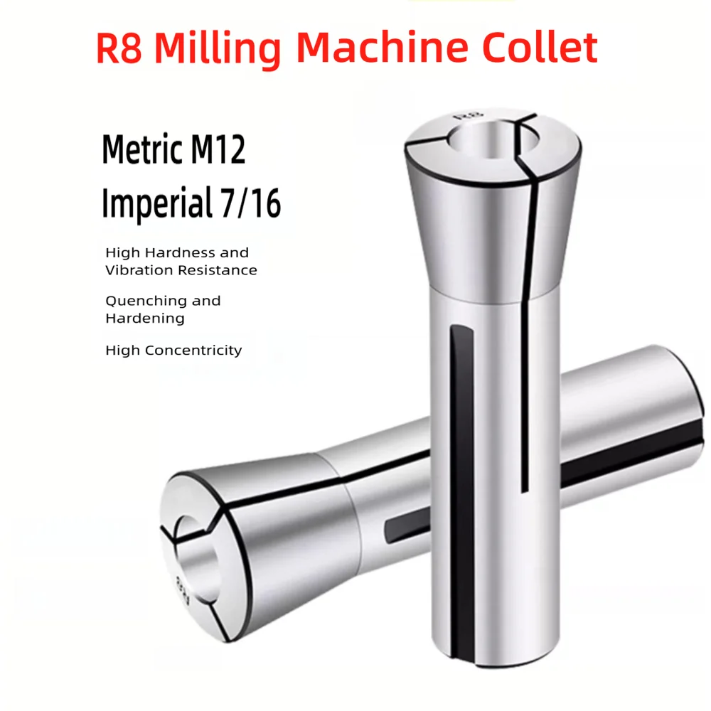 Milling Machining Tools R8 Collet Metric M12x1.75 Thread Mini CNC Chuck Imperial 7/16-20 1/2 1/8 Lathe Parts Cutter Clamp 6.35mm
