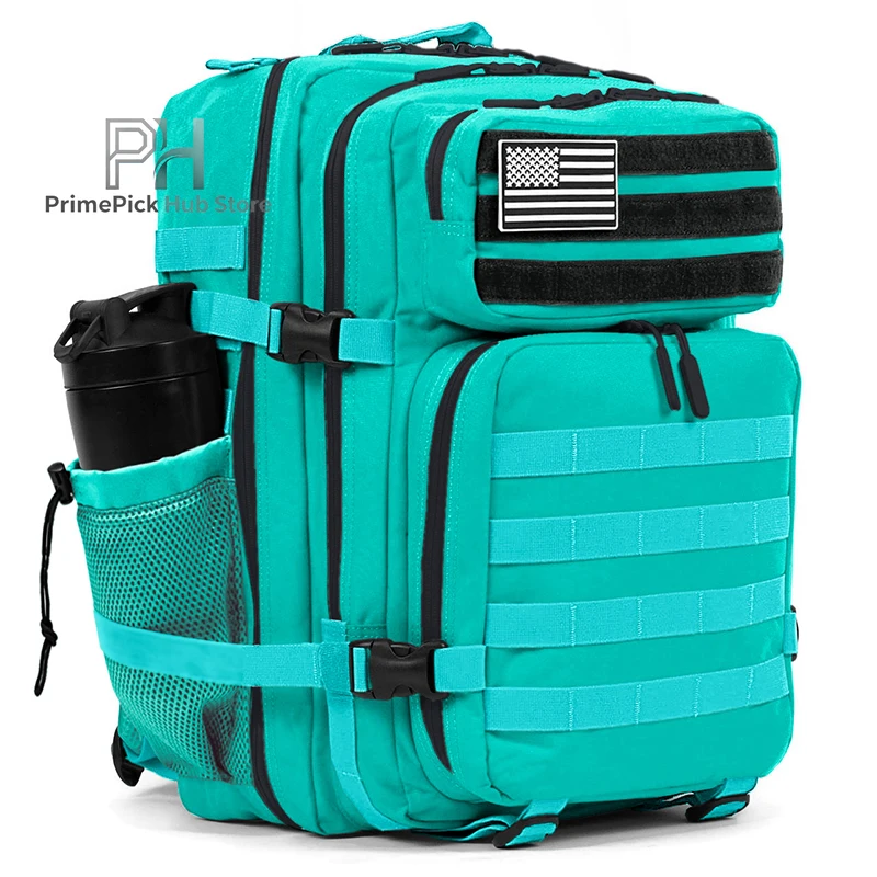 45L التكتيكية على ظهره الرجال في الهواء الطلق مقاوم للماء الرياضة السفر رياضة المشي لمسافات طويلة علة خارج حقيبة التخييم العسكرية الصيد بقاء الظهر