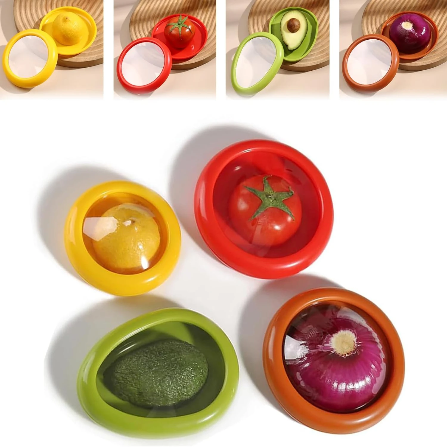 Silicone Fruit  , Silicone Food  , Reusable  Containers for Fridge, Fruit & Vegetable  for Onion, Tomato, Lemon, Banana, Cans &