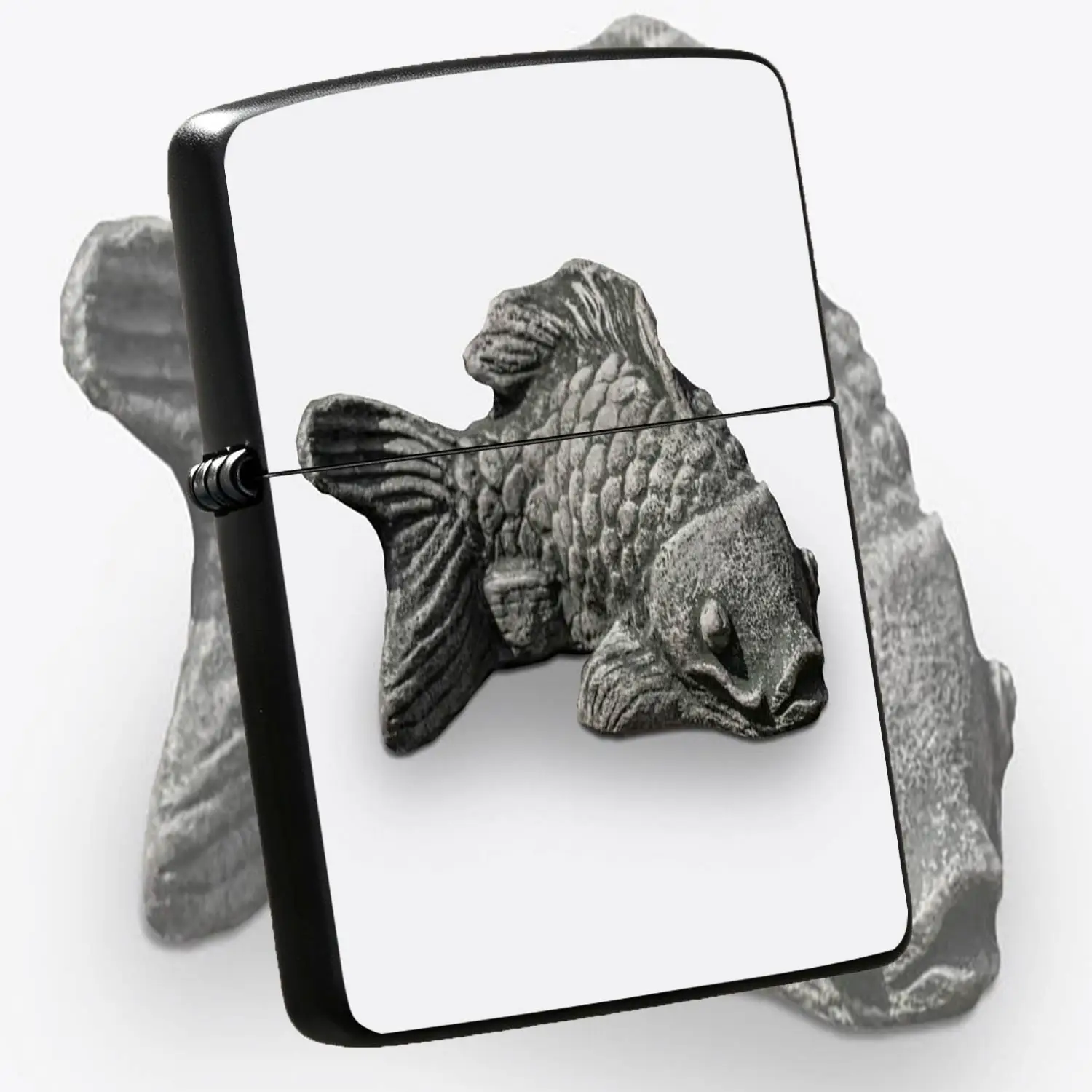 Retro Carved Koi Fish Shaped Lighter, Vintagecarving Style Decorative Igniter, Creative Exquisite Pattern Portable Ignition Tool, Versatile For Daily Indoor Outdoor Scenes, Unique Delicate Gift Choice For Friends Family A Humorous And Inter