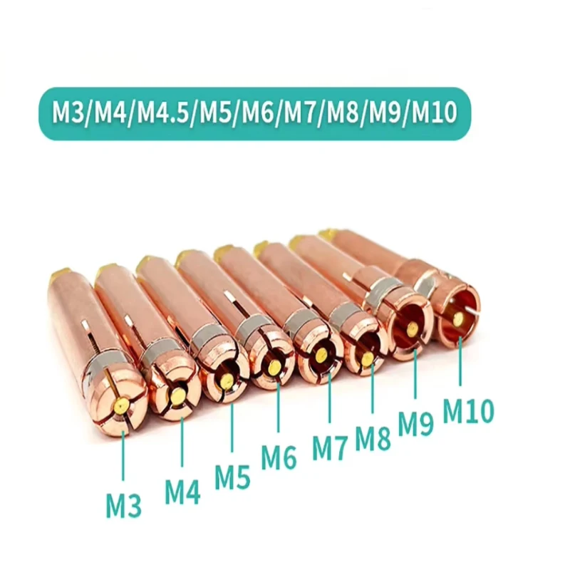 10pcs Stud Welding Collet Chuck M3 M4 M6 M8 M10 for Capacitor Discharge Stud Welder, Stud Pin Welding Contact Tips, Copper Alloy