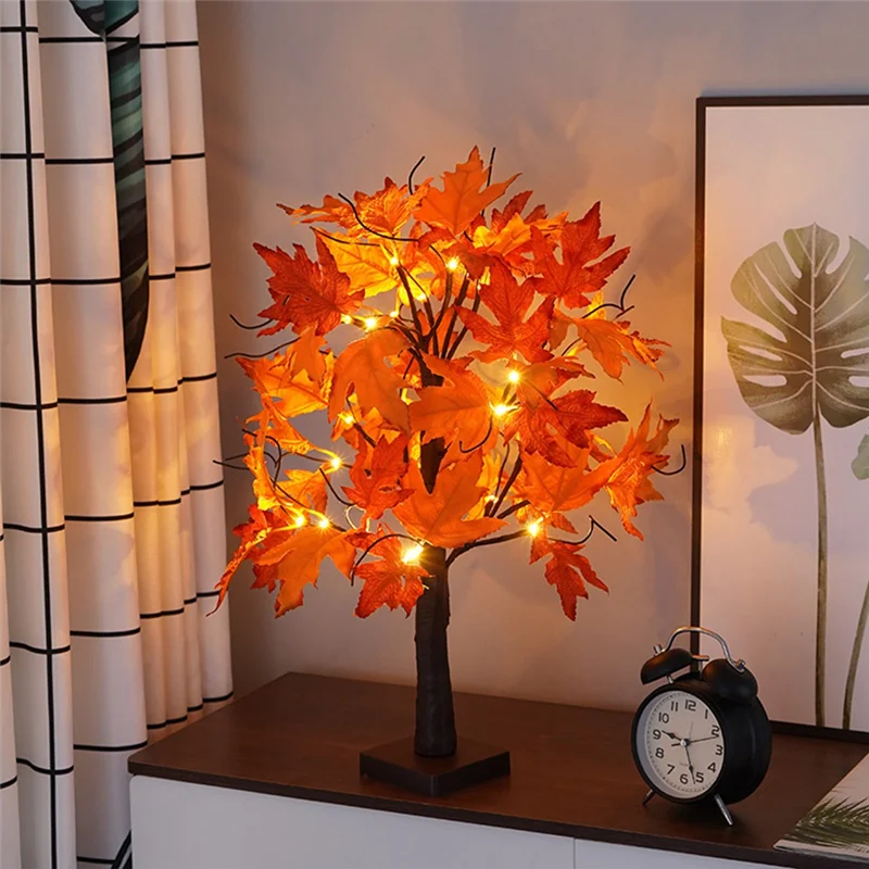 

Autumn Decoration Maple Leaf Tree Lights With 24 Leds 60Cm Light Tree + Autumn Leaves Decoration For Table Autumn-New