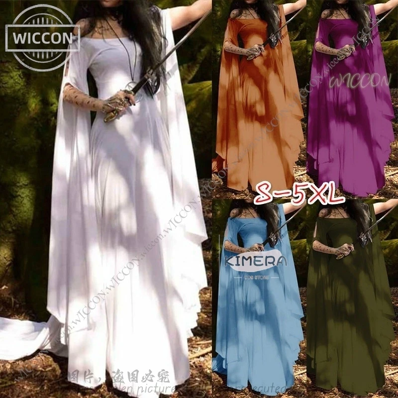 מסיבה חדשה שרוול ארוך מסיבת צווארון שמלה לנשים S-5XL ליל כל הקדושים תלבושות שמלת רנסנס בגיל הביניים לוחם נסיכה