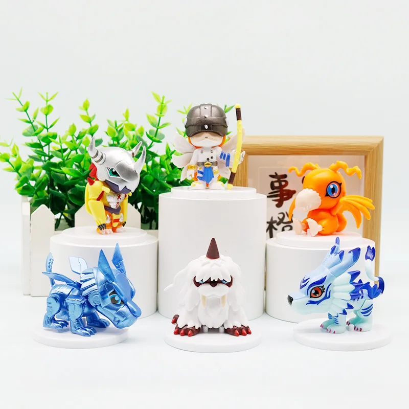 6pcs/set Digital Monster Kawaii Anime Action Figure Model Toy War Greymon Tailmon Decorative Model Birthday Gift view 2