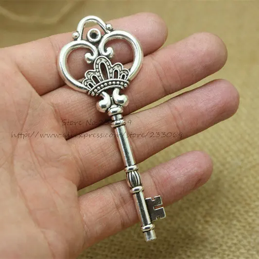 Free Shopping Large Crown Key Charms Vintage Zinc Alloy Jewelry llaves Charms 10pcs 32*84mm Hot Sale