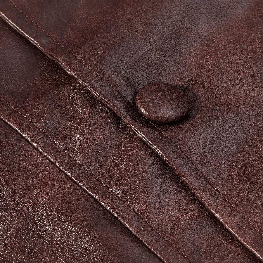 2025 الخريف الأمريكية الرجعية المرأة غسل البني بولي Leather سترة جلدية التلبيب 3 أزرار كم كامل معطف فضفاض قصير ملابس خارجية