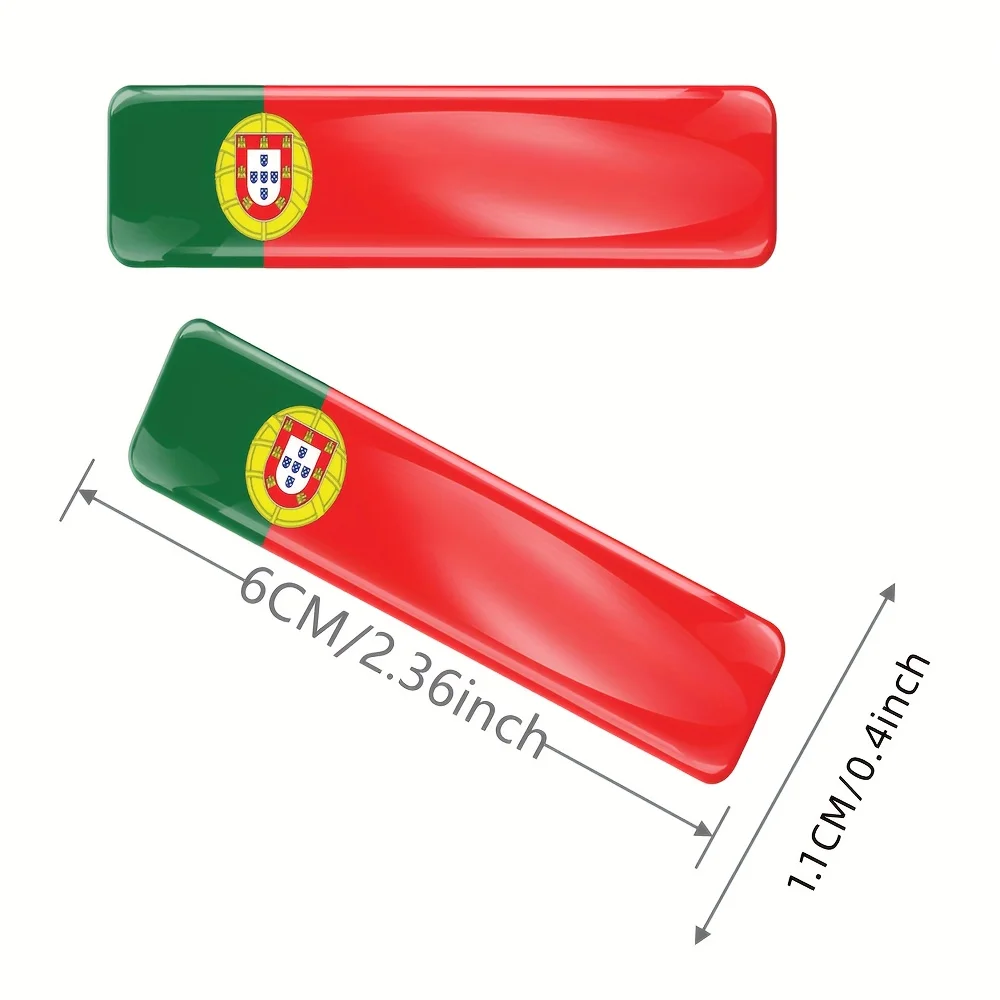2 X 3D Domed Silicone Stickers Decals Portugal National Portugal Flag Car Motorcycle Helmet Car Emblems